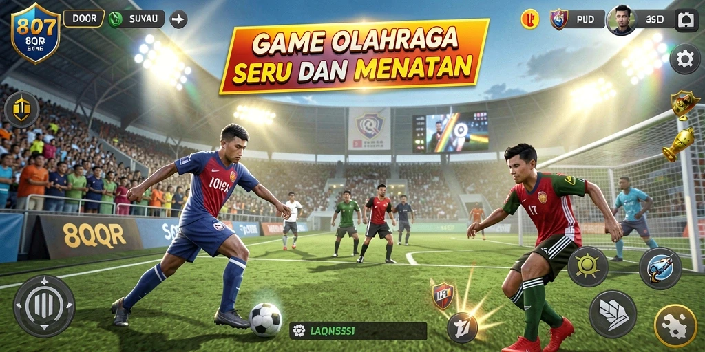 Screenshot dari gameplay seru 8QR menunjukkan aksi kompetisi olahraga.