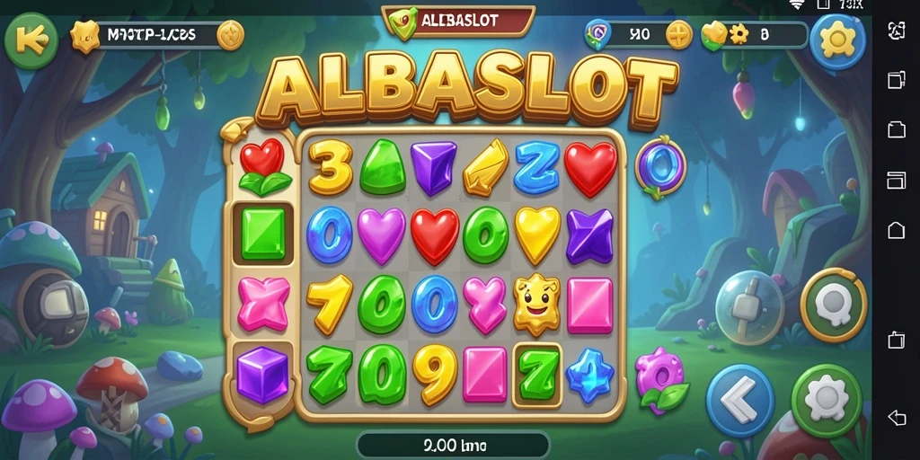 Gameplay Match-3 ALBASLOT yang penuh warna dan menarik.
