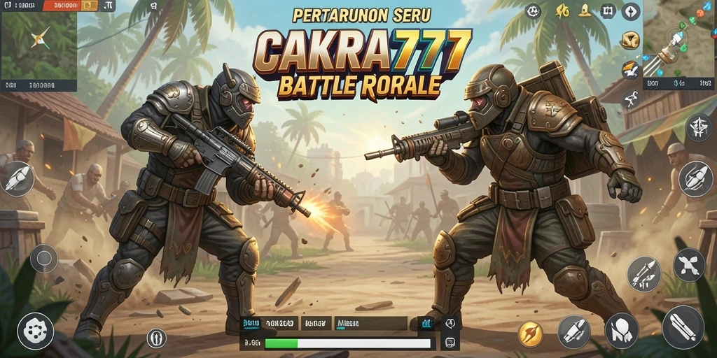 Screenshot gameplay CAKRA777 dengan aksi pertempuran Battle Royale yang intens.