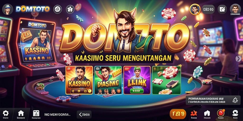 Screenshot utama DOMTOTO menampilkan grafis permainan Kasino yang memukau dan menarik.