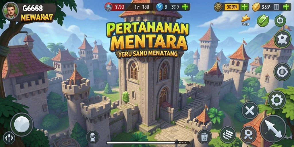 Tampilan gameplay menara pertahanan yang seru dan menegangkan.