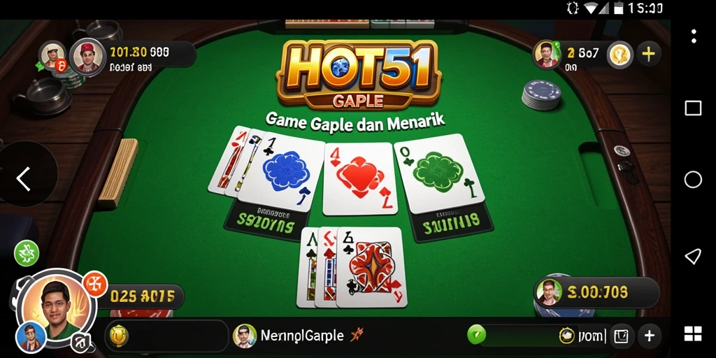 Tampilan gameplay HOT51 dengan suasana Gaple yang seru dan menghibur.