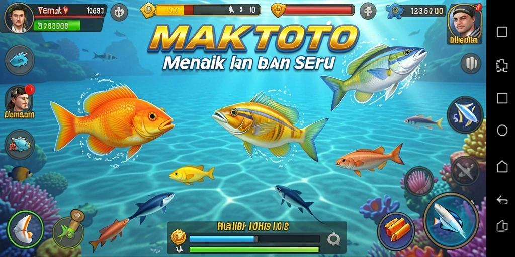 Menampilkan gameplay Tembak Ikan yang seru dan menantang.