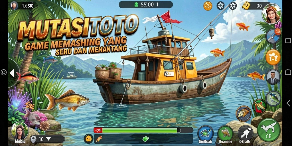 Screenshot gameplay MUTASITOTO menunjukkan aksi memancing yang seru dan mendebarkan.