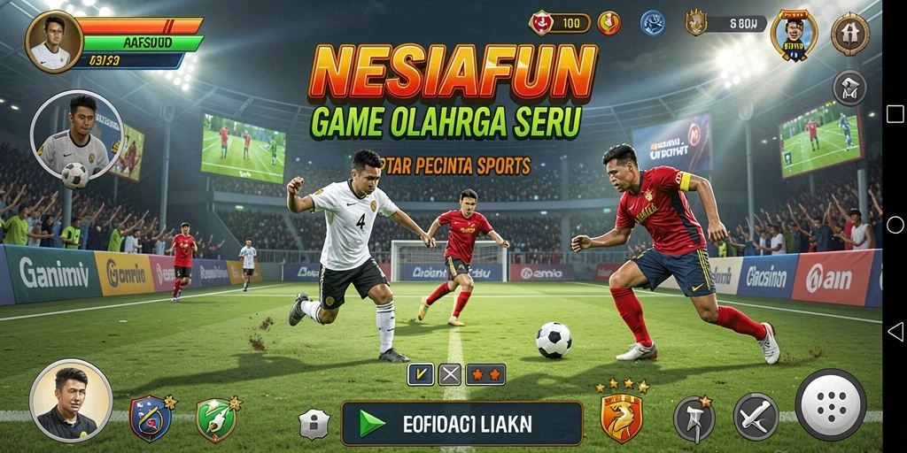 Tangkapan layar dari gameplay seru NESIAFUN yang menampilkan aksi olahraga.