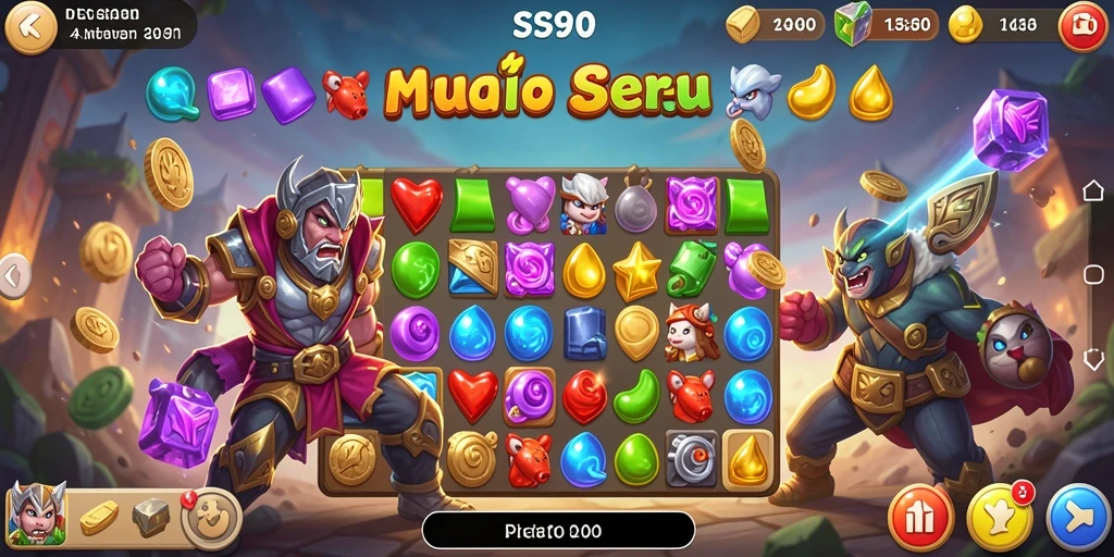 Screenshot gameplay S80 menampilkan aksi seru mencocokkan elemen Match-3.